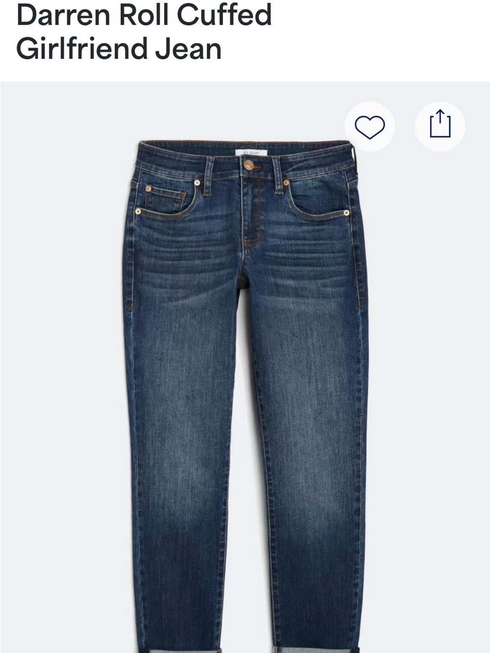 STS Blue Darren Roll Cuffed Girlfriend Jean - Dark Blue